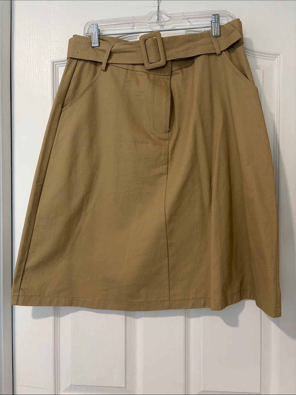 Belted A-Line Skirt in Tan